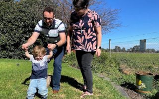 Jessica and Geoff Zach and their young child Teddy.