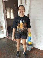 Wollongbar uni student Christa Morrow has been helping with the clean-up in Lismore.