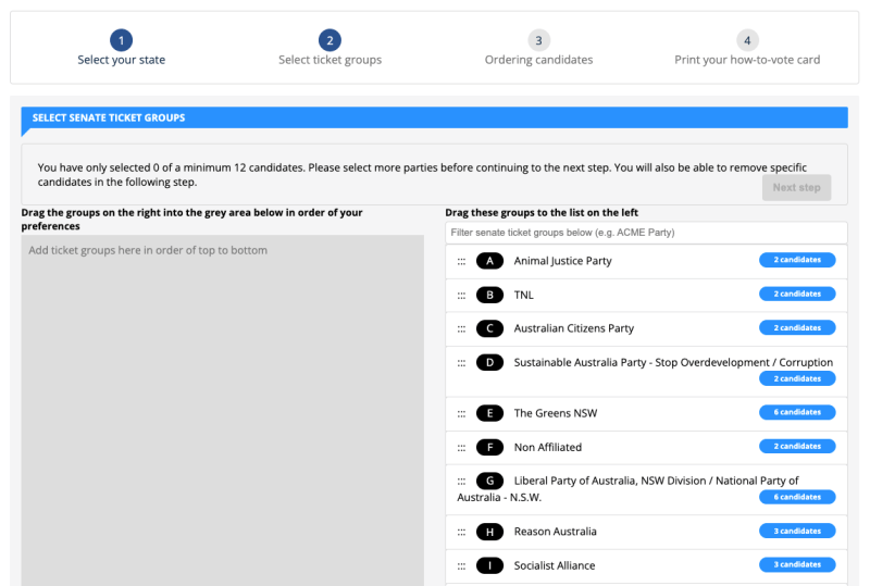 Finder's new tool allows people to organise their Senate preferences before polling day.