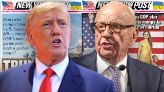 Pictured is Rupert Murdoch and Donald Trump