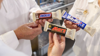 Pictured is the new Mars Wrigley paper packaging that can be recycled