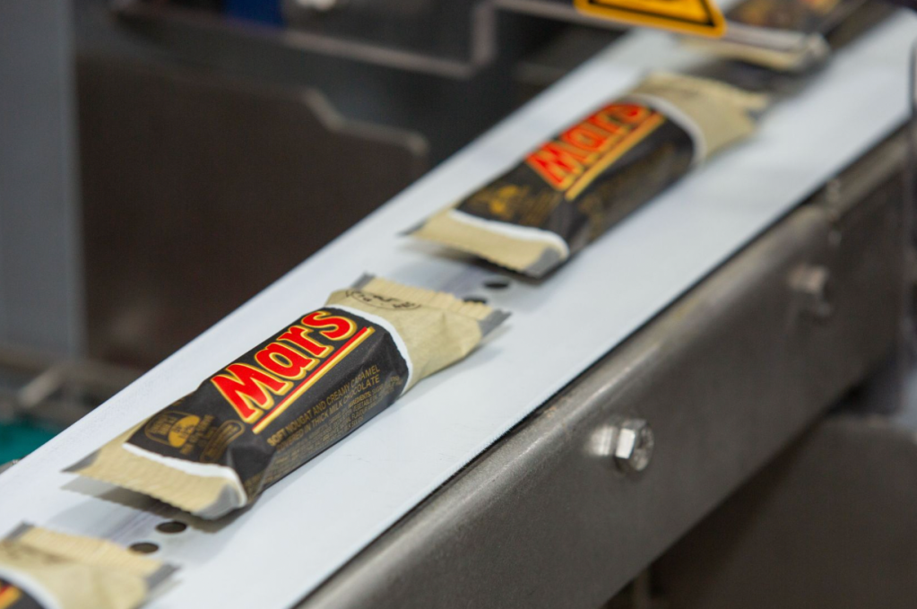 Pictured is a Mars Bar in the new recycle friendly packaging