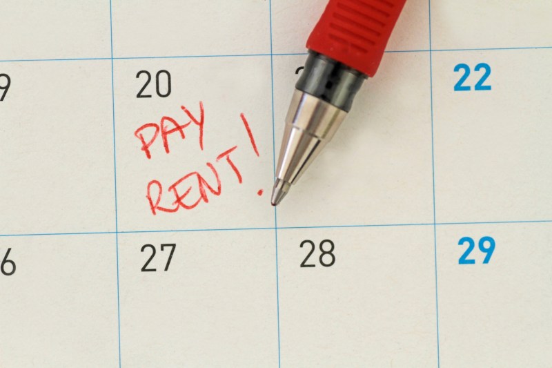 Pay Rent Note On Calendar