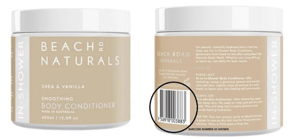 Pictured is the recalled Beach Rd Naturals body conditioner
