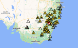 Pictured are all the fire warnings across NSW, amid a heatwave