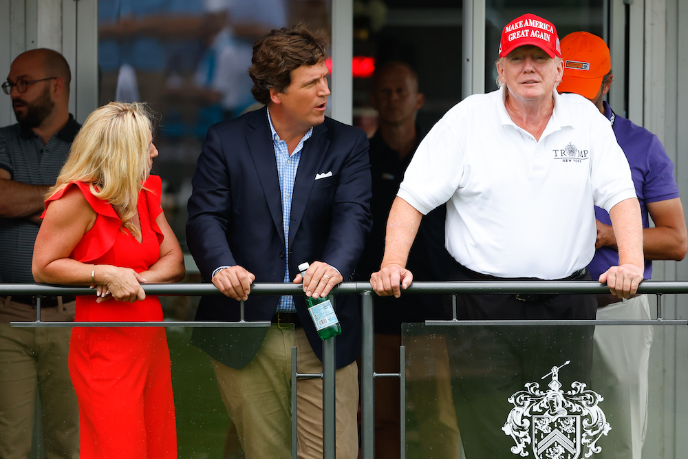 Pictured is Donald Trump and Tucker Carlson