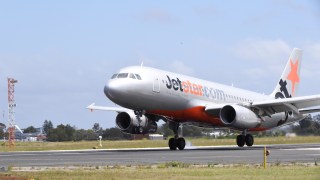 Pictured is a Jetstar plane
