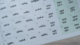 Pictured is a four-day work week calander