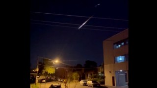 pictured is the rocket falling in Melbourne.