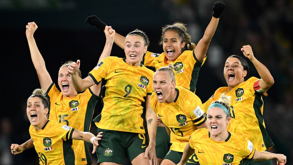 Pictured are the Matildas