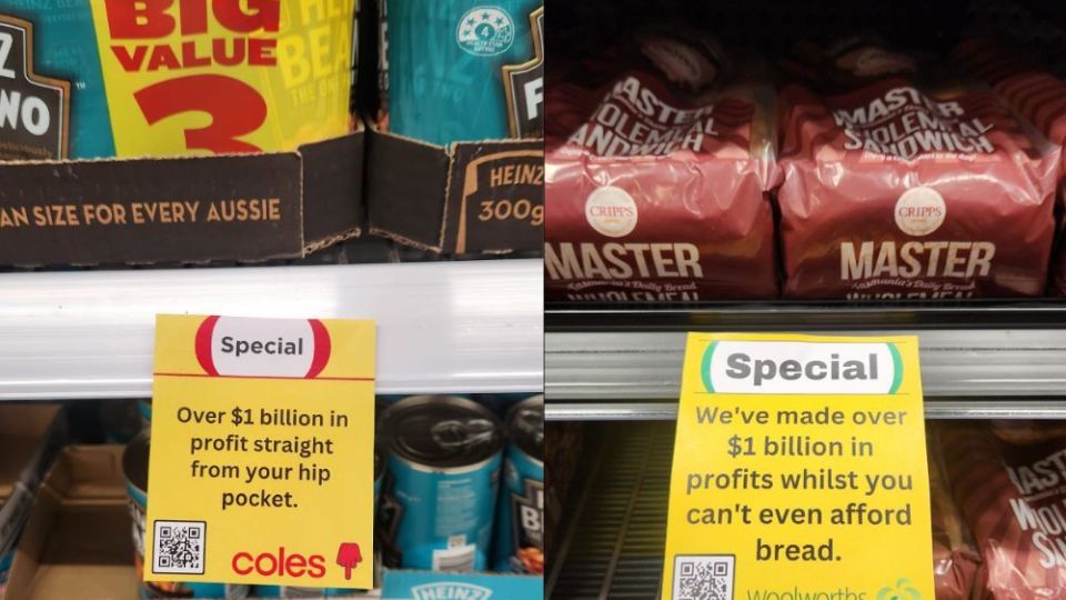 pictured are the fake supermarket stickers
