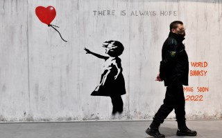 pictured is a Banksy pice in Italy